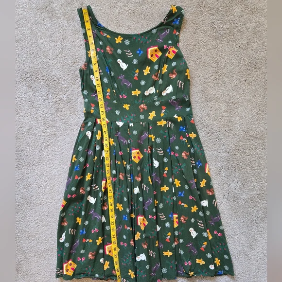 Miss Lulo Forest Green Fairy Tale Holiday Dress Size XL - Picture 7 of 10